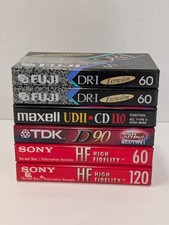 6 NEW SEALED Blank Cassette Tapes  Fugi, Maxell, TDK, Sony  60, 90, 120 Mins
