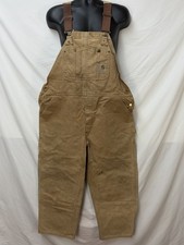 VINTAGE CARHARTT R01 BRN BROWN DUCK CANVAS DOUBLE KNEE WORK OVERALLS 42X30 USA