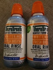 Therabreath Whitening Fresh Breath Oral Rinse Dazzling Mint/ Lot Of 2 X 16 Oz