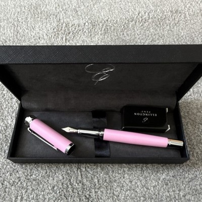 Ellington Pens Pink Fountain Pen Chrome Trim with 3 Ink Cartridges in Gift Box
