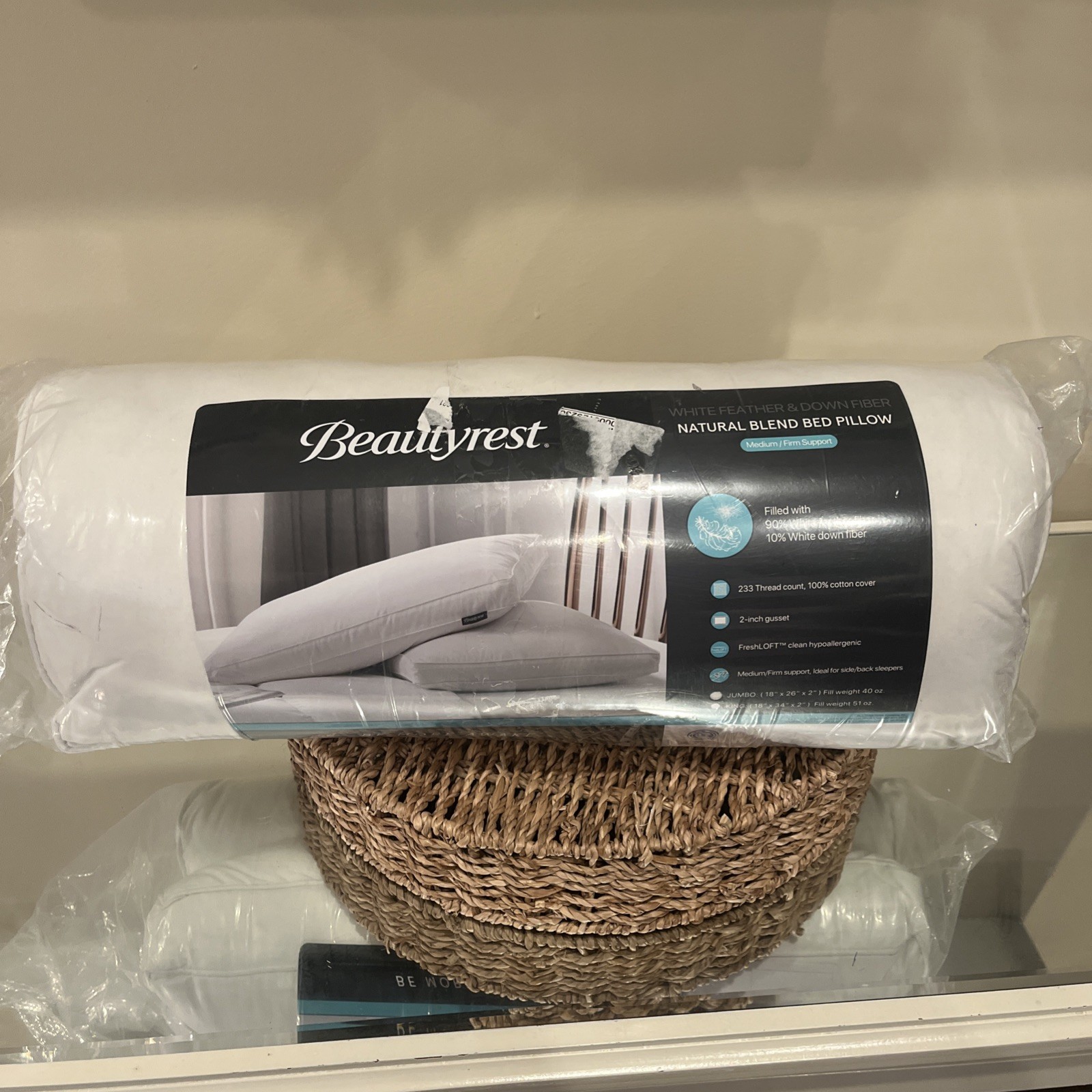 Beautyrest White Feather &Down Fiber Natural Blend Bed Pillo