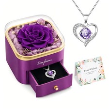 Beferr Birthday Gifts for Women Preserved Real Rose with 16 cm, A Purple 