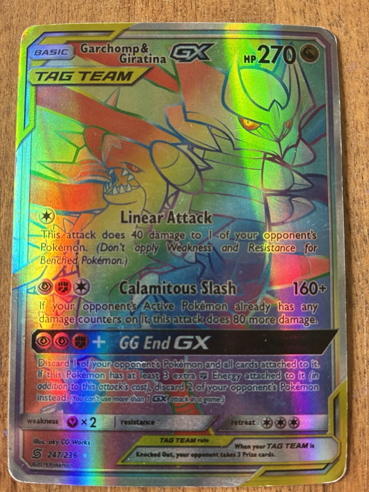 Pokemon Card Garchomp and Giratina GX 247/236 Rainbow Rare Unified Minds NM-LP+