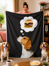 Personalized Custom Plush Blanket Dog's Food Photo Name Throw Gift