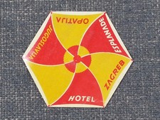 Original Vintage 1950s Luggage Hotel Zagreb Opatija Jugolslavija Tag Label