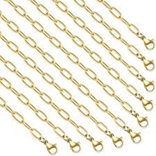 YOUBEIYEE 10pcs Paperclip Chain Necklace for Women Dainty Gold Plated