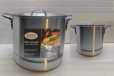 Aluminum 40 Qt Stockpot Canner Water Bath  Vaporera Tamale Steamer Rack & Lid