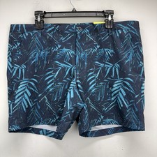 All In Motion size XXL Men  s Blue Tropical Palm Print Hybrid Shorts NWT