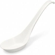 50pcs Eco-Friendly Disposable Asian Soup Spoons with Hook Made from