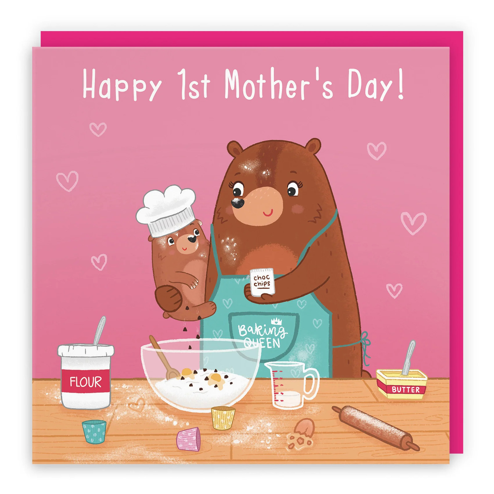 1st Mother's Day Card Cute Baking Bears
