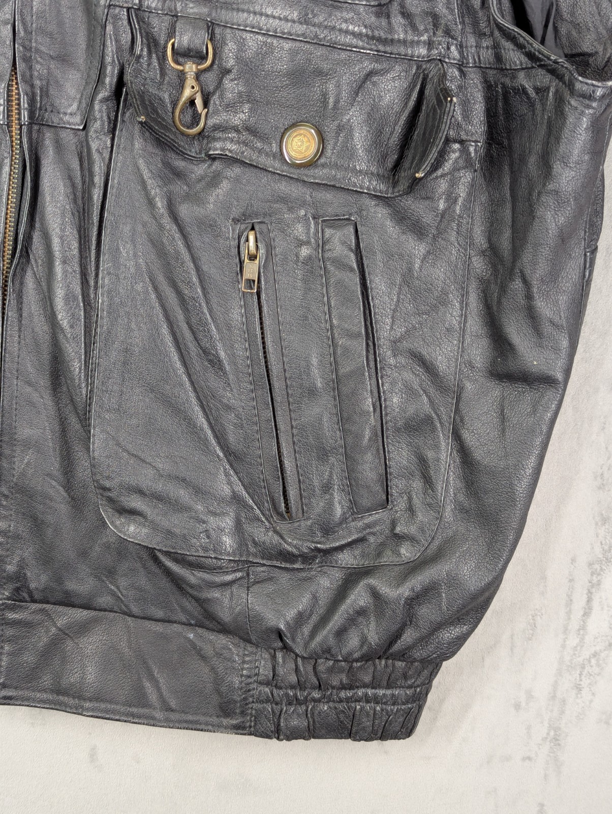 Vintage Leather Utility Vest Great Seal of the States of Oklahoma XL UK42 image 5