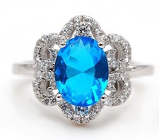 1CT Blue Topaz Topaz 925 Solid Sterling Silver Ring Jewelry Sz 9 JB1-6