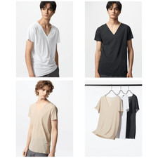 UNIQLO AIRism Deodorant Mesh V-Neck T-Shirt Men XS  4XL Breathable Quick Dry