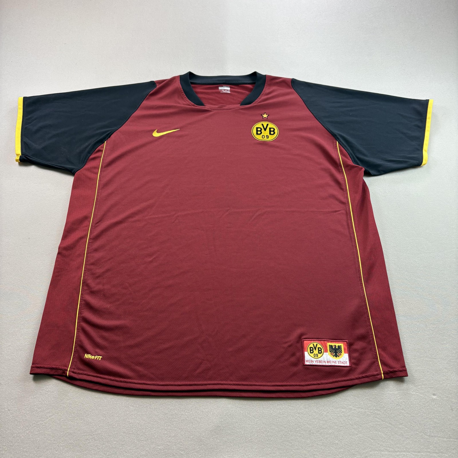 Vintage Nike Borussia Dortmund Jersey Mens XXL Red Black FitDry Soccer BVB 2007