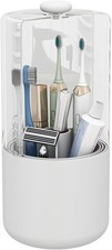 Toothbrush Holder with Cover 360 Rotating 4 partments Bathroom