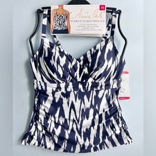 Anne Cole Women's Tankini Top Navy White Size XS