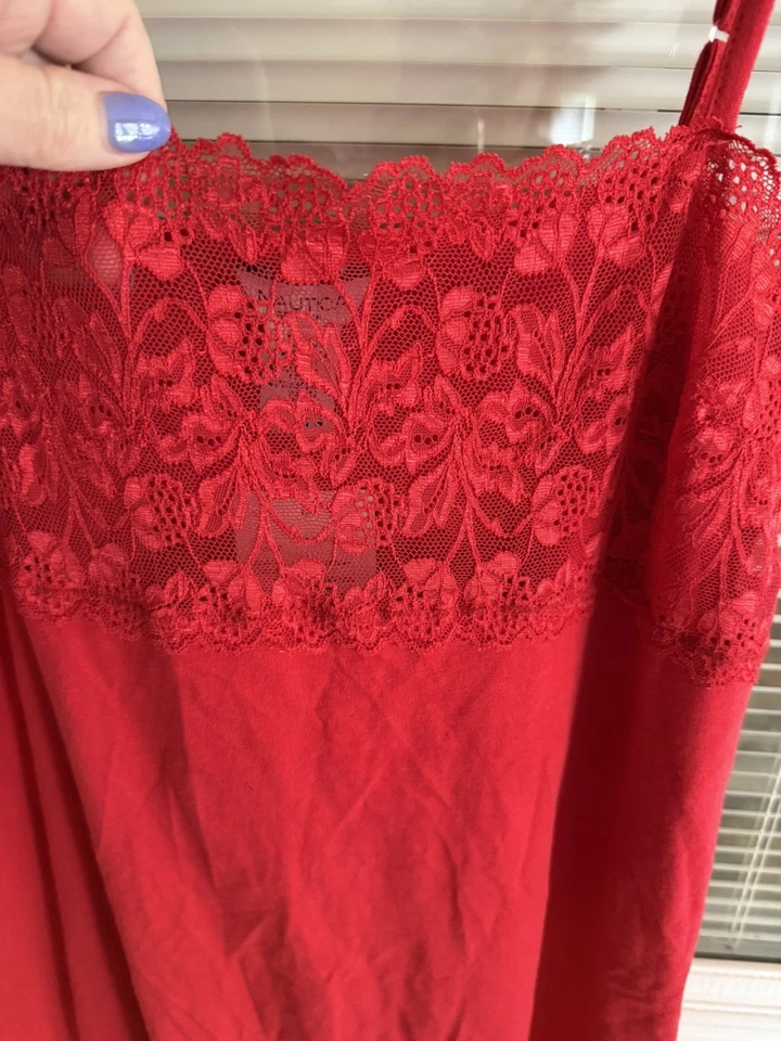 Vestido sin Mangas Nautica Chemise Rojo Correa Ajustable Ribete de Encaje Nuevo con Etiquetas Talla XL Foto 2 de 4