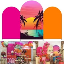 Beach Sunset Palm Trees Arch Backdrop Covers Tropical Summer Birthday Party D...