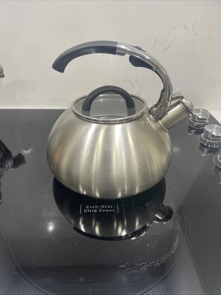 Brandani Italy Whistling Tea Kettle 3qt. Black Soft Touch Handle Stainless Steel - Image 3 of 4