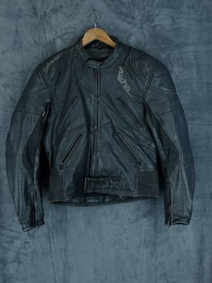 Richa Motorradjacke Herren 42 Large schwarz Leder Fahrer Full Zip Bomber Ride