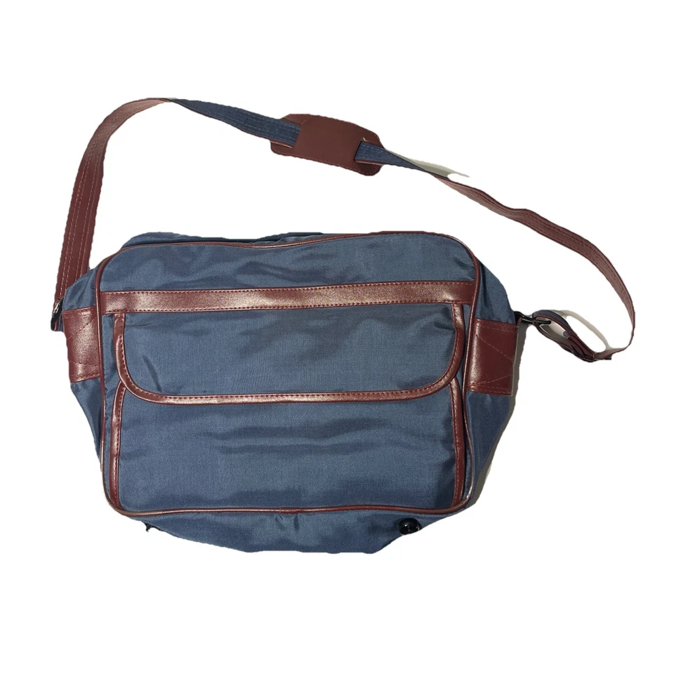 Bolso Mensajero Bandolera Lateral Vintage YSL Yves Saint Laurent Azul Marrón Corea Foto 2 de 4