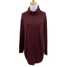 Caslon Sweater Womens S Small Burgundy Wool Blend Turtleneck Oversized Tunic