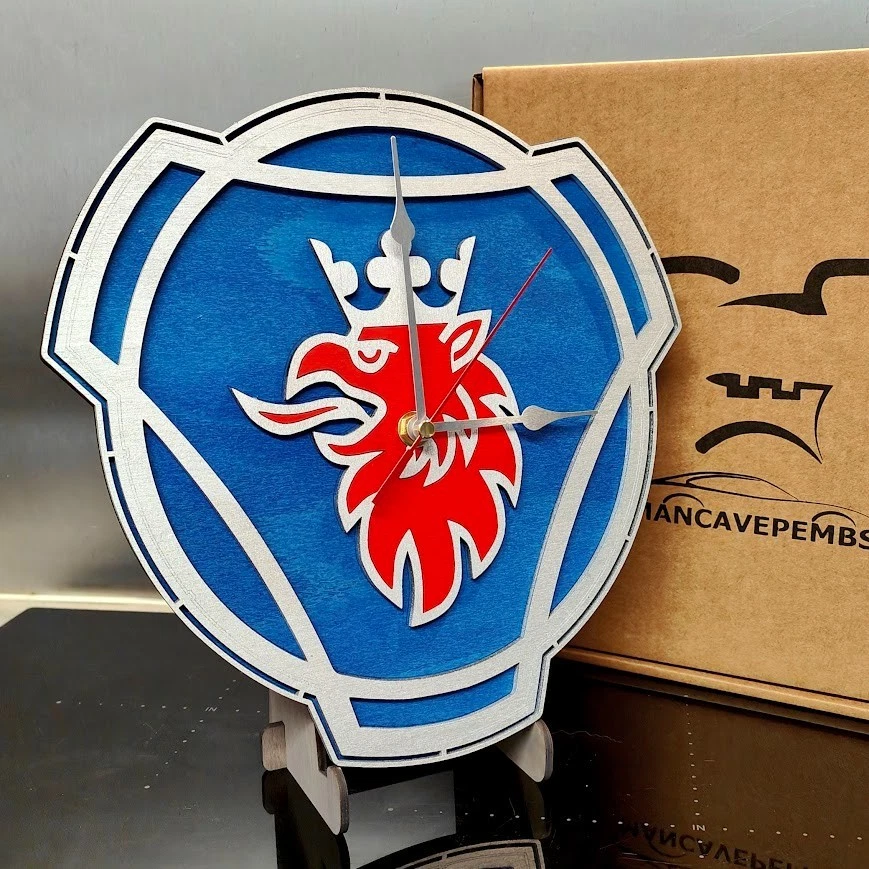 Scania Inspired Wall Clock – Garage, Man Cave, Workshop – Unique Gift - Image 1 of 1