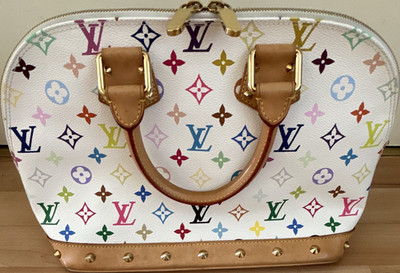 Louis Vuitton Alma Top-Griff Tasche Monogram Multicolore Weiß Leder FL1023