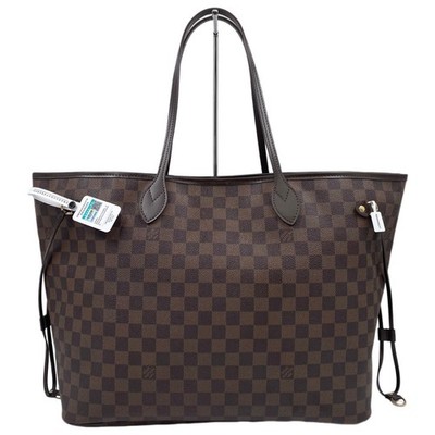 Louis Vuitton LV Tote Shoulder Bag Neverfull GM Brown Damier Leather Replaced