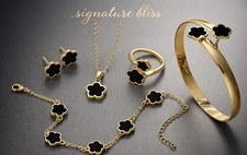 9ct Gold 5 pcs Clover Bracelet, Gold Bracelet set for best friend ,s gift women