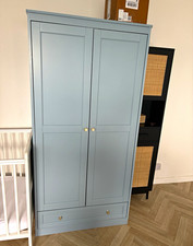 Dusk Blue Freestanding Wardrobe 2 Doors 2 Drawers Hinged 180x90x50cm
