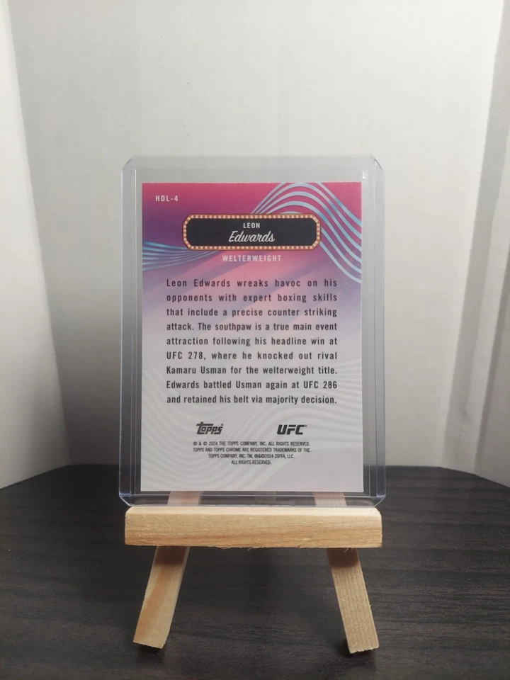 2024 Topps Finest UFC - Headliners Leon Edwards #HDL-4 Refractor - Image 2 of 2