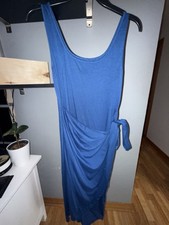 SHEIN Blue Strappy Sleeveless Tie Midi Tank Dress Scoop Neck Regular Size L