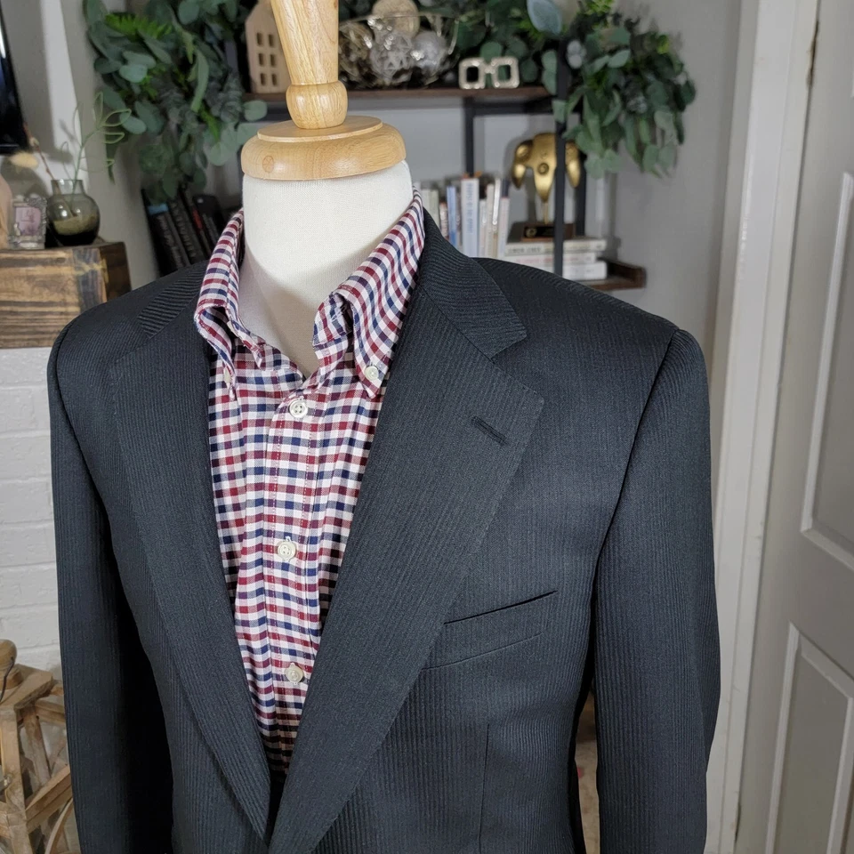 Abrigo Deportivo Samuelsohn Dos Botones Carbón Espiga Lana Cachemira 40S Cirujano Foto 3 de 4