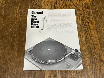 Garrard Vintage Brochure The New Direct Drive DD130 Turntable 