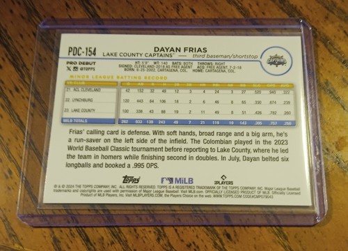 2024 Topps Pro Debut Chrome Orange Wave Refractor#PDC-154 Dayan Frias 02/25 (RC) - Picture 2 of 3