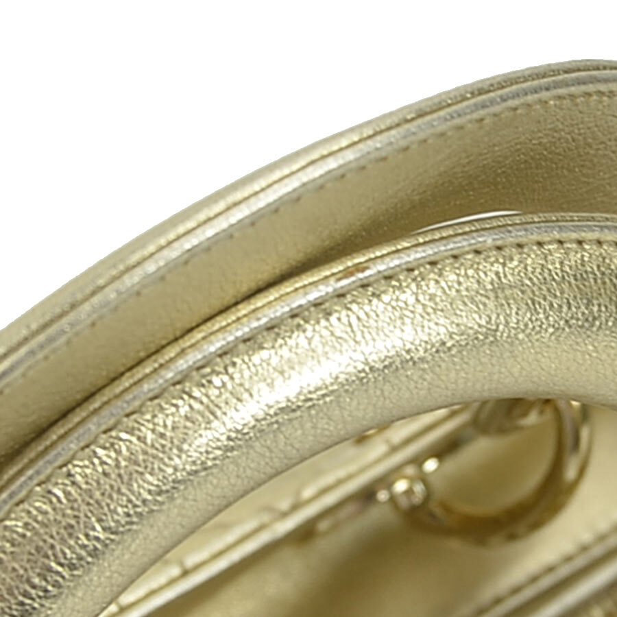 Auth Christian Dior Lady Dior Handbag Shoulder Bag Gold Auth Christian Dior Lady Dior Handbag Shoulder Bag Gold