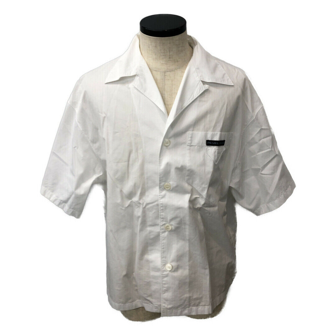 Prada Logo Patch Triangle Bowling Short Sleeve Shirt DNA908 Prada Logo Patch Triangle Bowling Short Sleeve Shirt DNA908