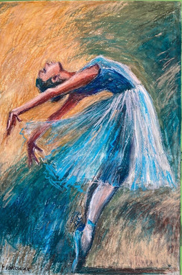 ballerina dancer bralette girl Large 15x23 Pastel PAINTING IDKOWIAK