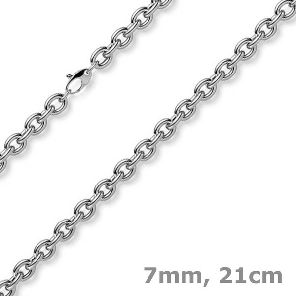 7Mm Armband Armkette Rundankerkette Aus 585 Gold WeißGold 21Cm-image