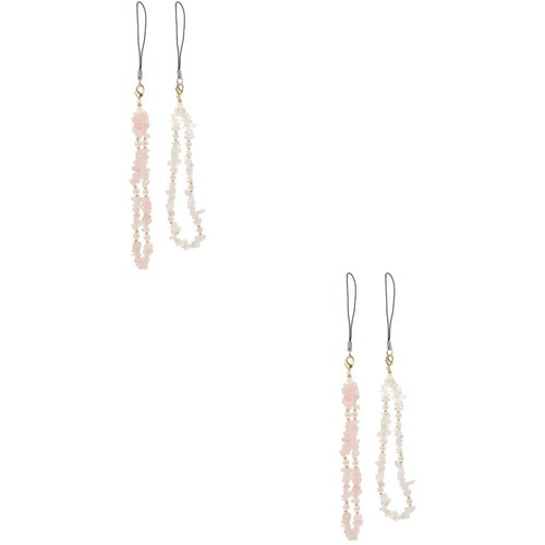 Set of 2 Mobile Phone Chain Ladies Beaded Lanyard Cell Accessories Strap