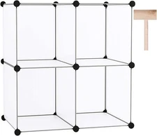 C&AHOME Cube Storage Organizer, 4-Cube Shelving 4 cubes, Transparent White 
