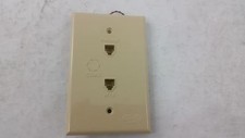 Dual Telephone Wall PLate Ivory Loop Bridge Channell MRJ11C02F2LB RJ11