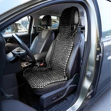 Zone Tech Beaded Seat Cover - Natural Wooden Beads Seat Cushion for Cars (Black)