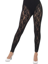 1980s Fancy Dress Accessory Black Lace Leggings 80s Disco Accessory