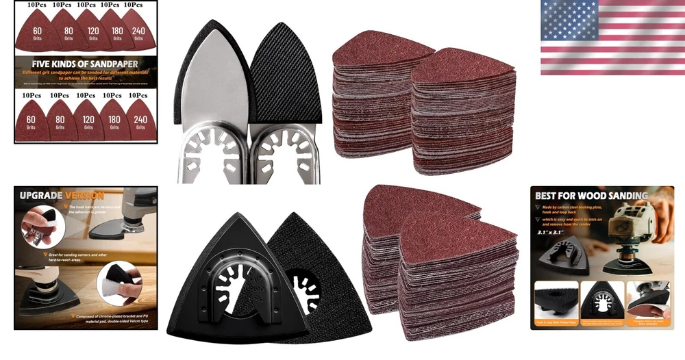 Multi-Tool Sandpaper Set with Triangle and Finger Pads for Precision Sanding