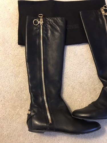 ROBERTO CAVALLI Italy Black Leather 