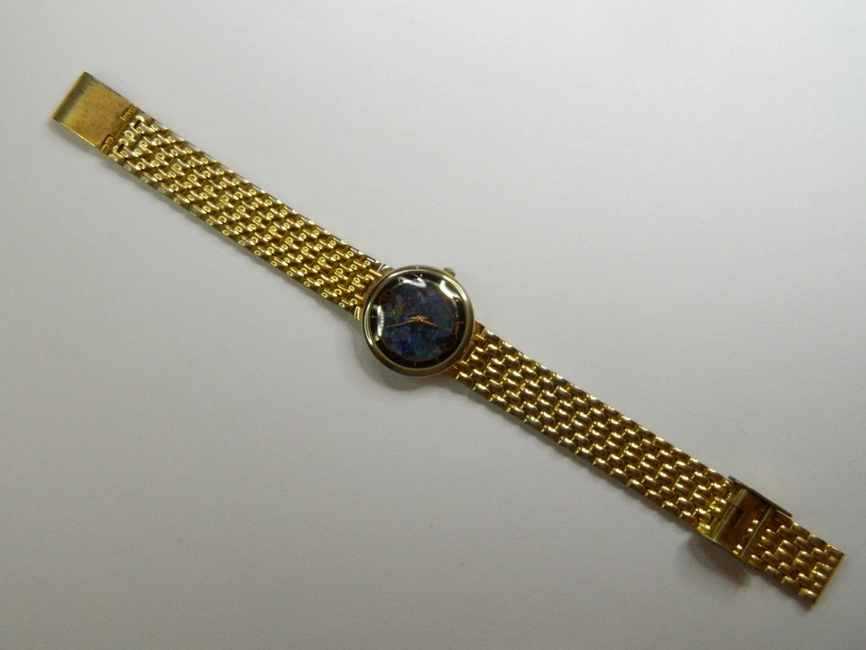 BONITO RELOJ HELBROS MAGIQUE AZUL ESFERA MOSIAC CUARZO DORADO DAMAS - BATERÍA NUEVA FUNCIONA Foto 3 de 4