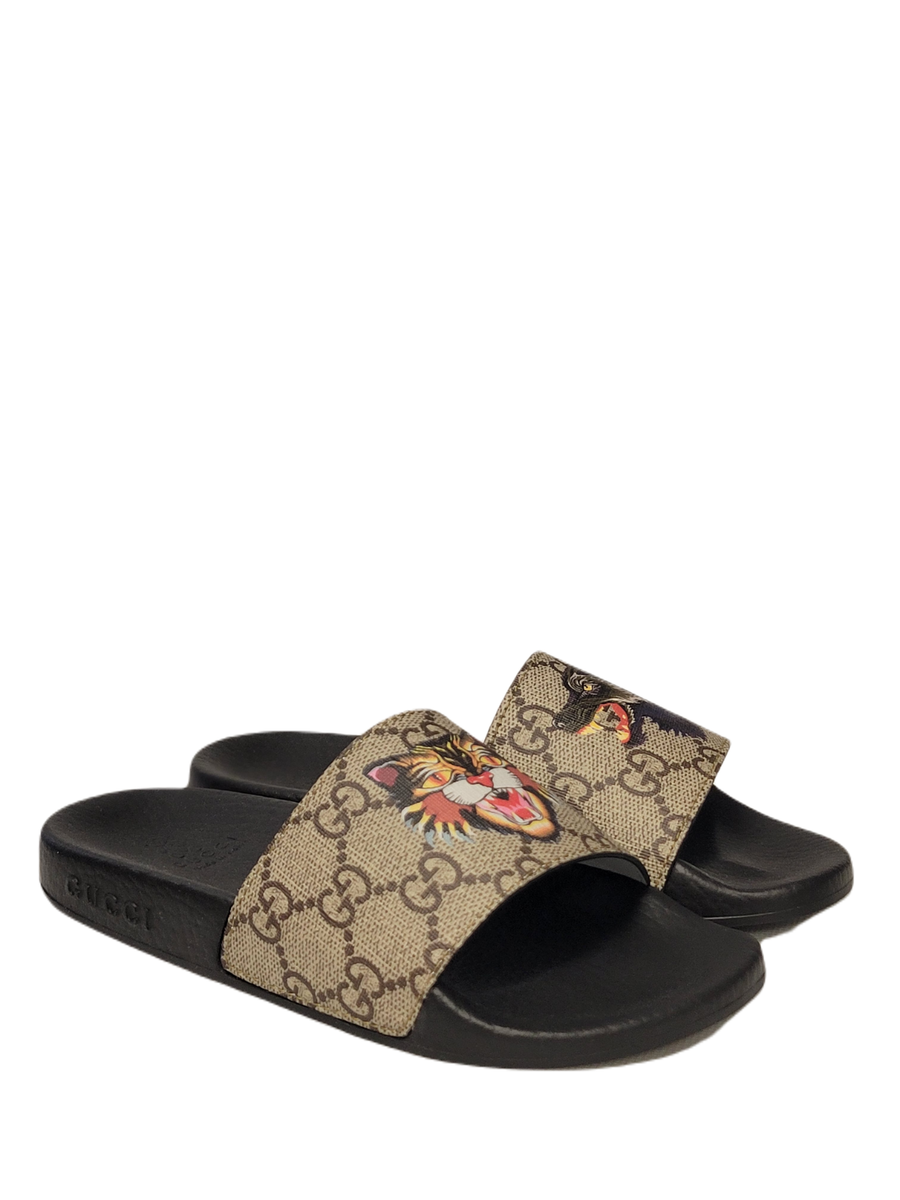 GG WOLF SLIDES Gucci | Shoes | Mens Gg Supreme Wolf Head Slide Sandals  main image 2