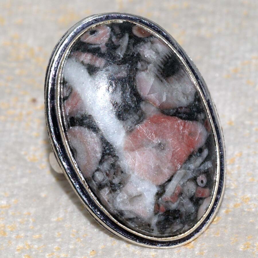 925 Silver Crinoid Fossil Gemstone Ring Ethnic Jewelry Size US 10